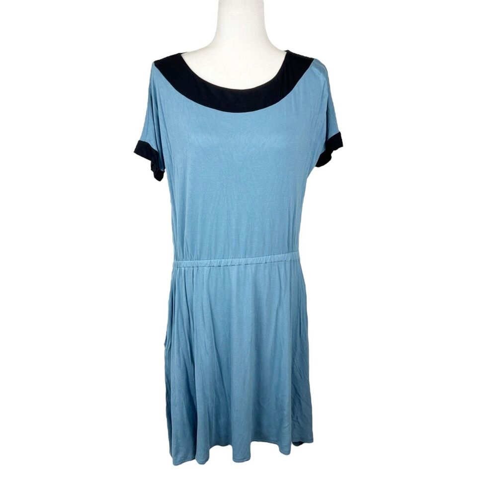 Loveapella Dress Women Small Blue Black Trim Fit Flare Mini Casual